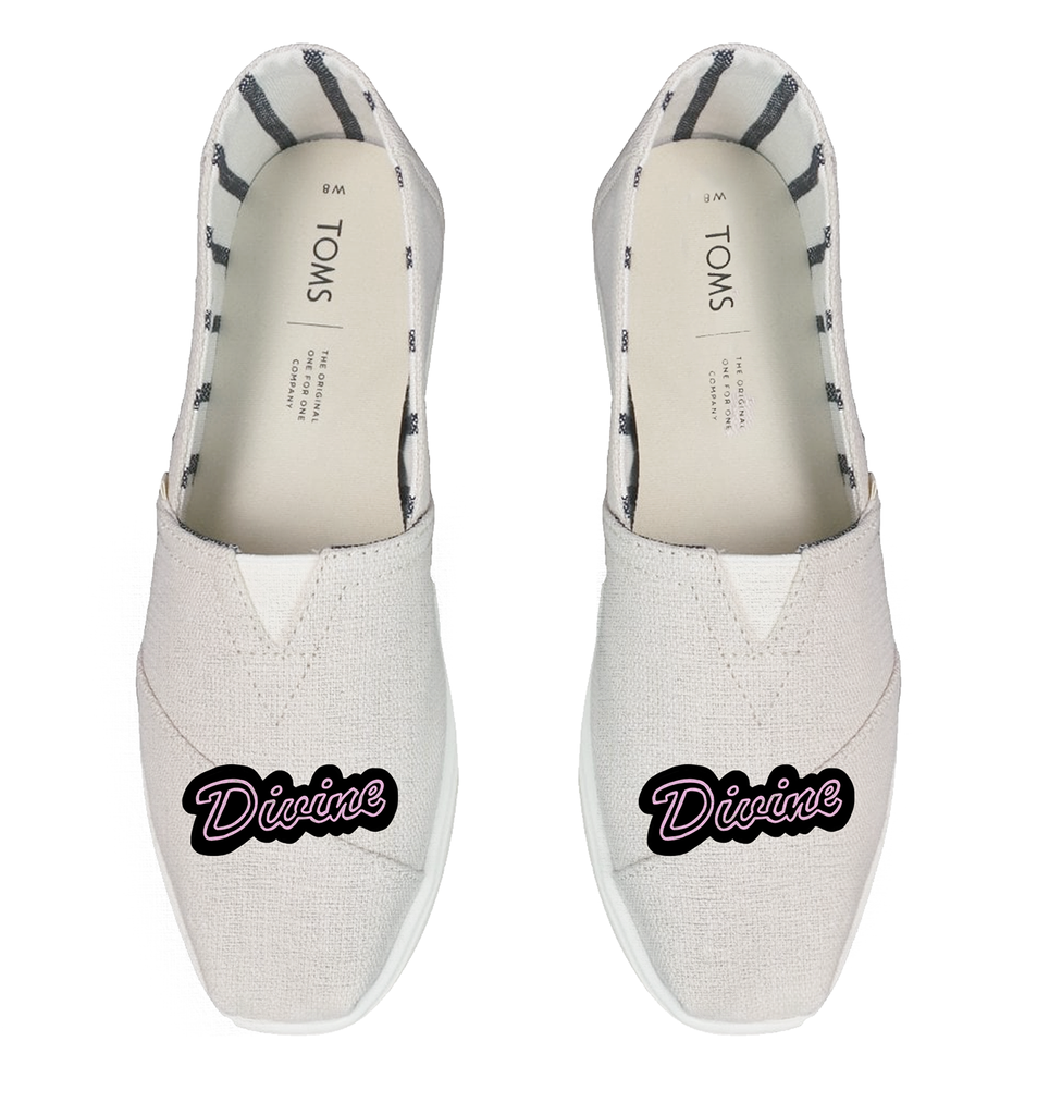 Divine Pink Logo - White TOMS Alpargata