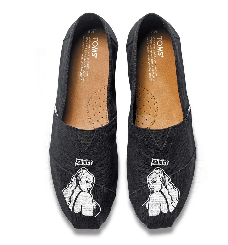 Divine Black & White Portrait - Black TOMS Alpargata Divine Black & White Portrait - Black TOMS Alpargata